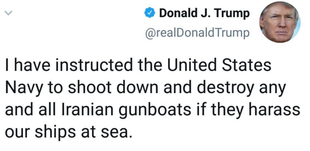 توییت ترامپ برای حمله به قایق های تندرو ایرانی