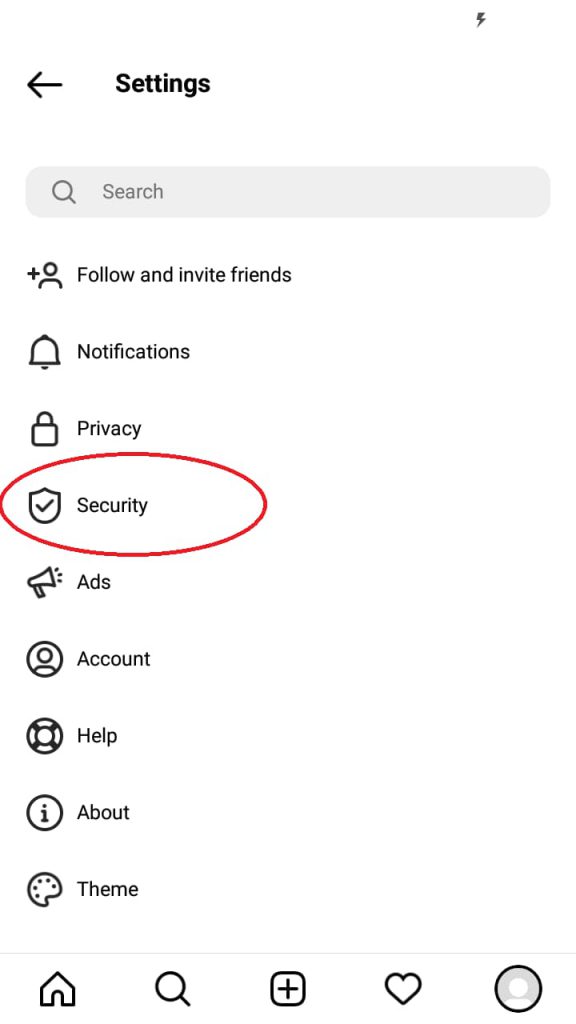 تنظیمات امنیتی اینستاگرام