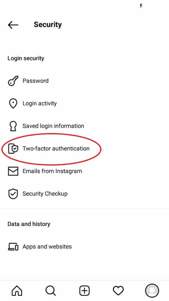 تنظیمات Two factor Authentication اینستاگرام